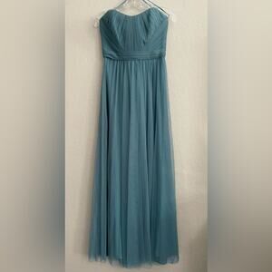 Amsale Strapless Drape Tulle Dress in Vintage teal - size 6